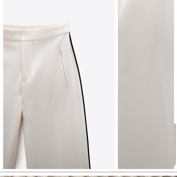 NWOT Zara Tuxedo pants. Never worn. White pant with black stripe on side! - Picture 5 of 8